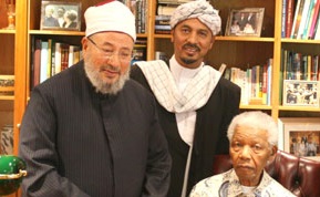 12 April 2010: Sheikh Yusuf Al Qaradawi meets Nelson Mandela, and hailed the South African leader as the “hero of Africa”.
